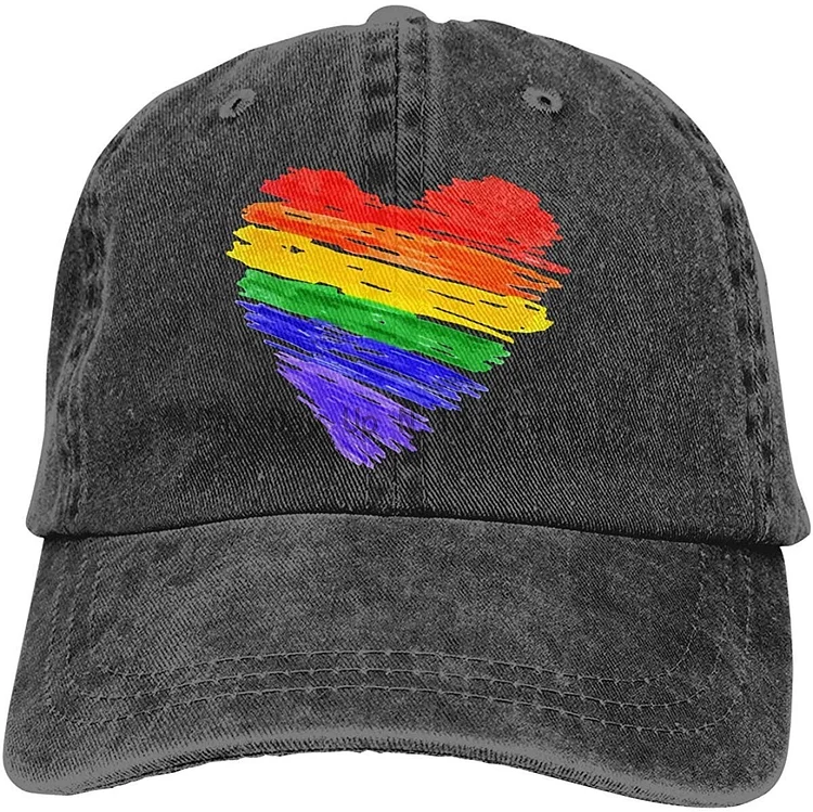 Unisex Adjustable Baseball Cap Rainbow Pride Gay Equal Rights Denim Trucker Hat