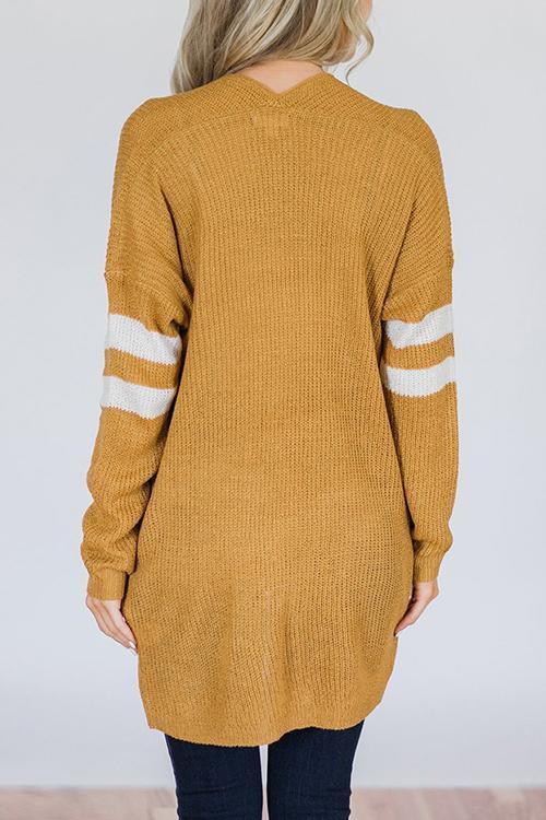 Striped Colorblock Long Sweater Cardigan