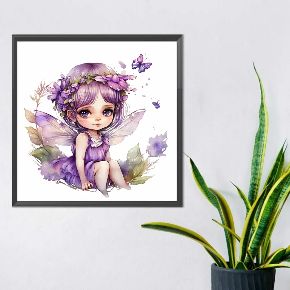 Full Round Diamond Painting 30*30cm - Purple Fairy