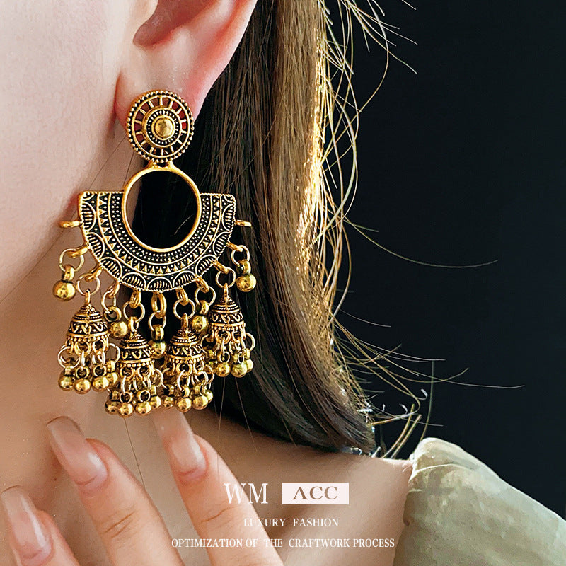 Medieval Fan-Shape Geometric Alloy Electroplating Earrings