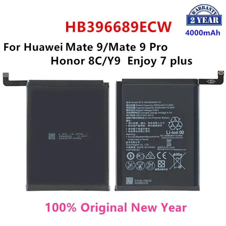 100% Orginal HB396689ECW 4000mAh Battery For Huawei Mate 9 Mate9 Pro Honor 8C Y9 2018 Version Enjoy 7 plus Batteries