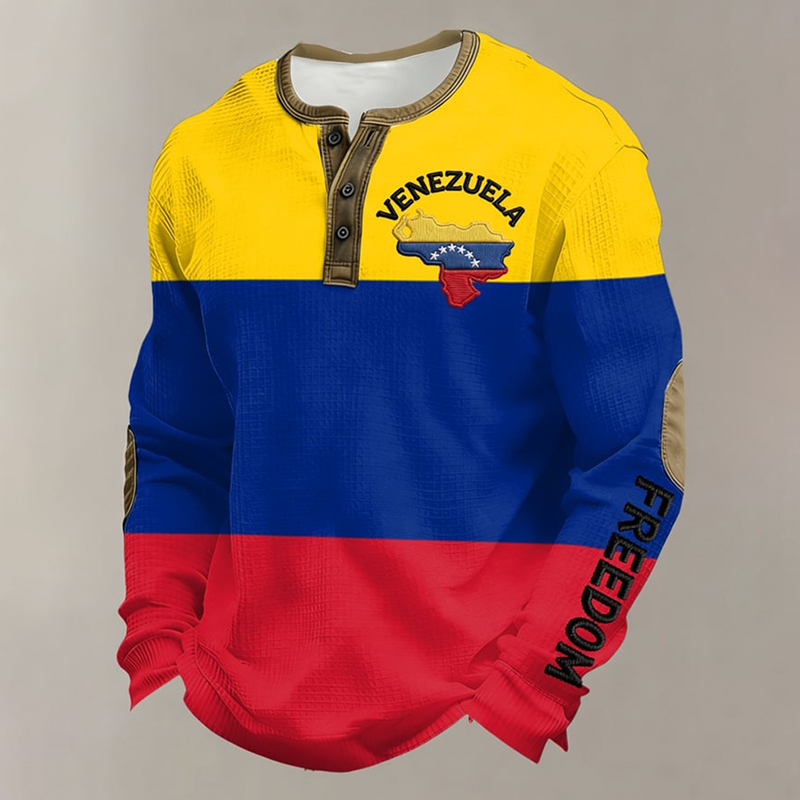 Men's Venezuela Freedom Printed Casual Long-sleeved T-shirt artswardrobe