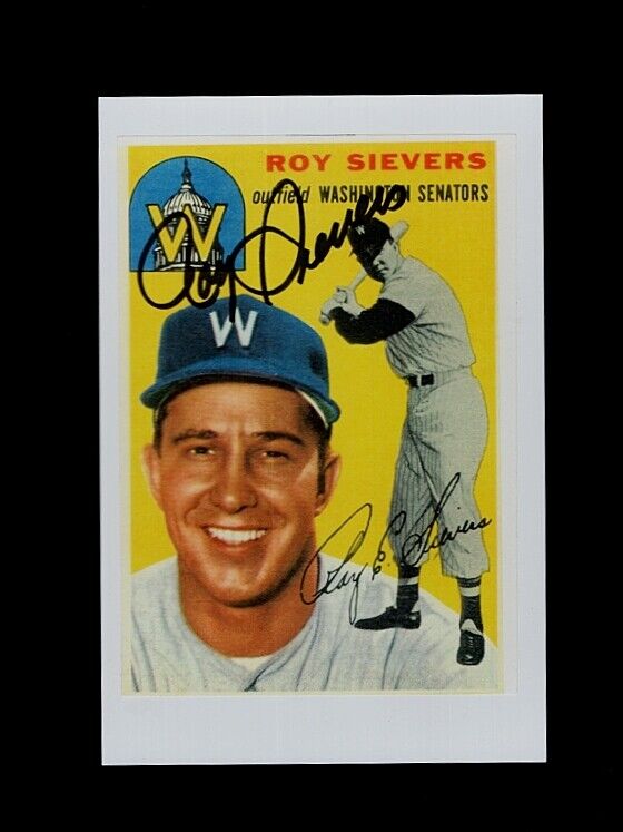 1954 ROY SIEVERS-WASHINGTON SENATORS AUTOGRAPHED 4X6 COLOR Photo Poster painting.- (d.2017)