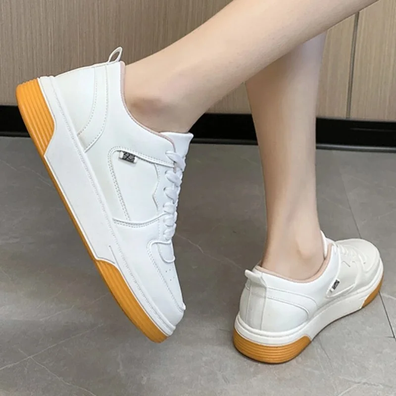 Yyvonne Women Sneakers 2023 Spring New Fashion Lace Up White Platform Women Sports Shoes Ladies Running Casual Shoes Vulcanize Shoes