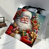 (US Only)4pcs Christmas Linen Tote Bag Handbag Large Capacity Women Shopping Shoulder Bag