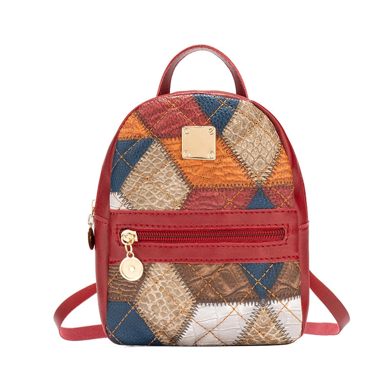 Geometric Color Block School Daily Shopping Women’s Backpack