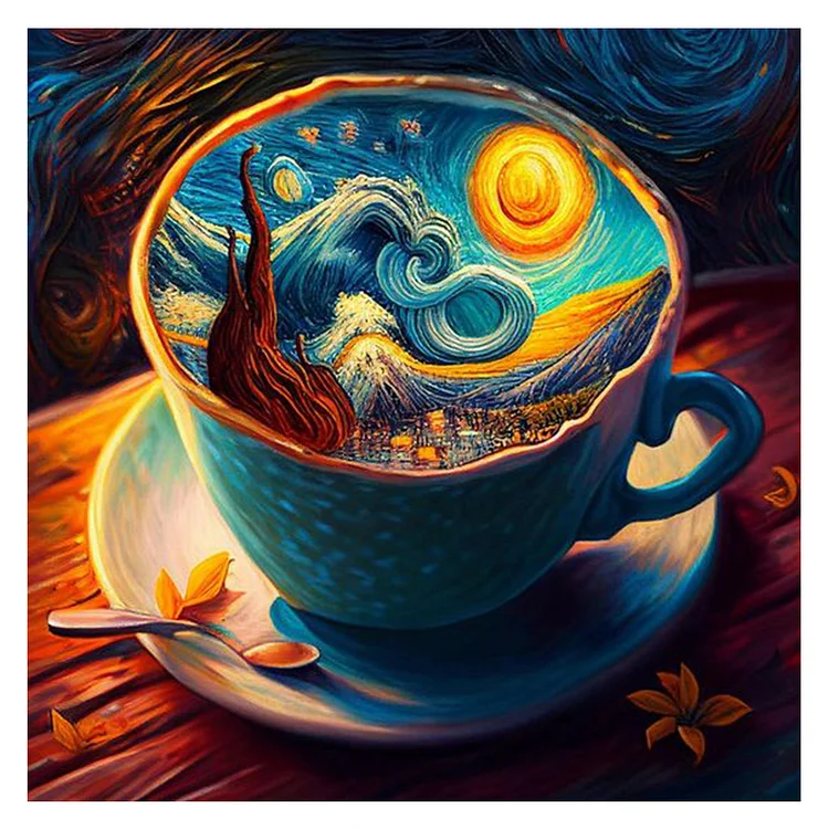 The World Of Van Gogh In A Teacup (50*50CM) 11CT Stamped Cross Stitch gbfke