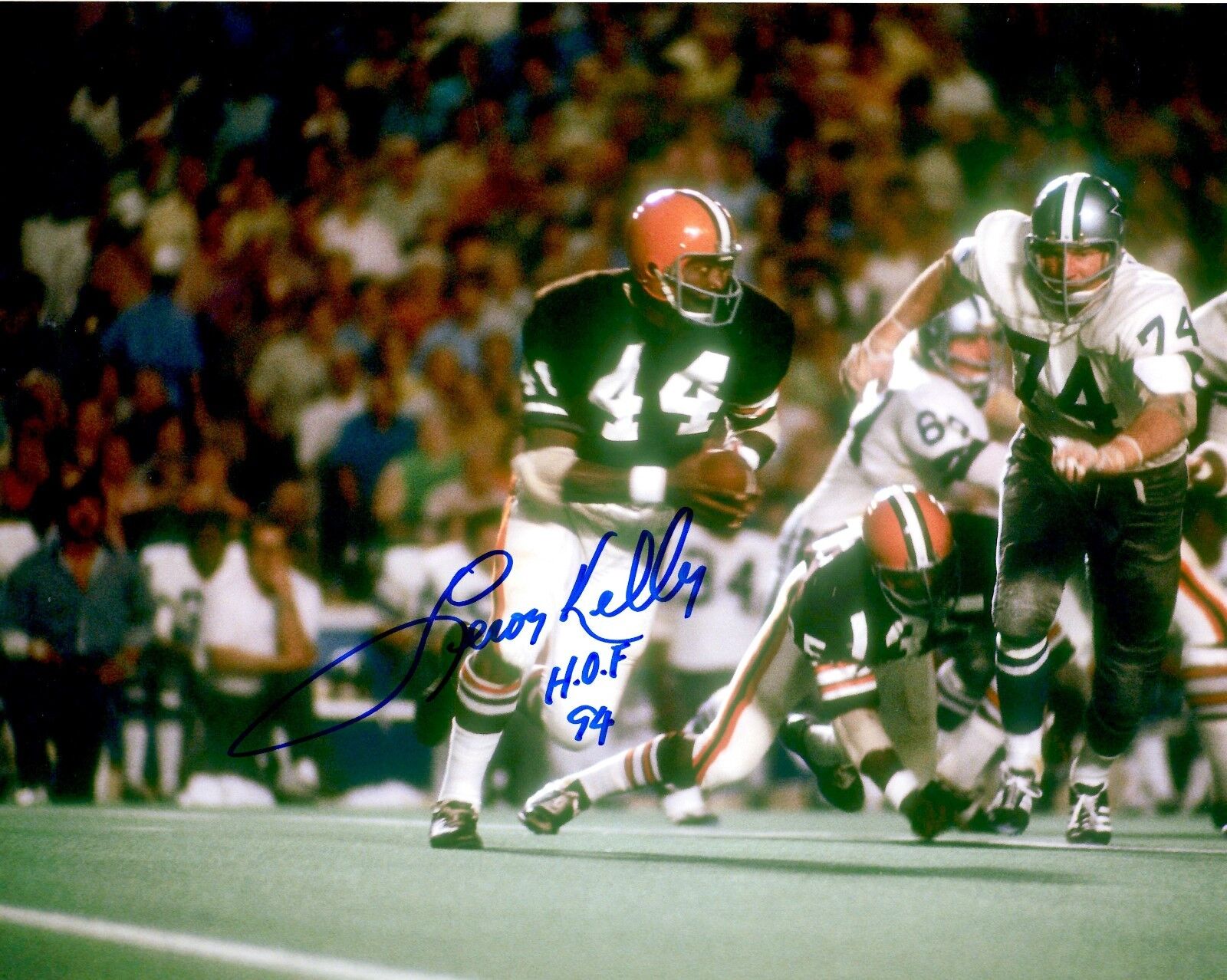 Autographed LEROY KELLY HOF CLEVELAND BROWNS 8X10 Photo Poster painting - w/COA