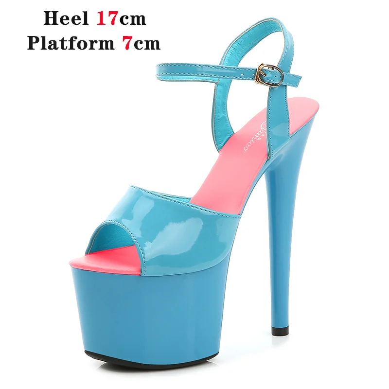 Qengg Mixed Color Shoes Stripper Heels Women Sandals Sexy Shoes Party Club Sandals 17 CM Platform High-heeled Wedding Shoes Pole Dance