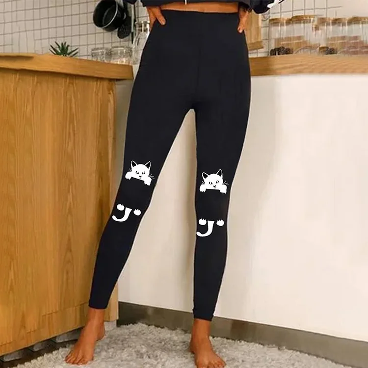 Cat Print Everyday Casual Leggings