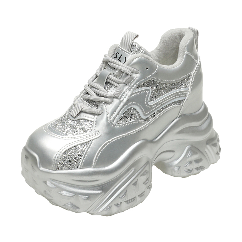 Hubecwheels shoes for women shoes NEW Women Casual Platform Sneakers 10CM High Heels 2025 Winter Sports Leather Shoes Bling Trainers Chunky Boots Zapatillas Mujer