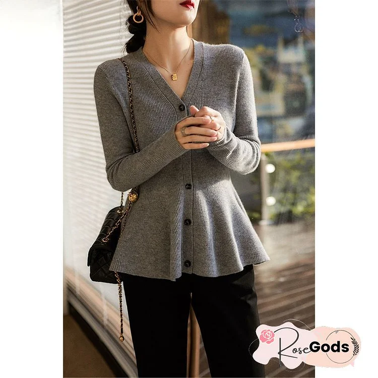 Casual Plain Shawl Collar Wool/Knitting Sweater Coat