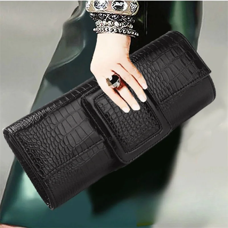 Mongw Mongw Ladies Fashion Vintage Large Capacity Crocodile Print Commuter Handy Bag