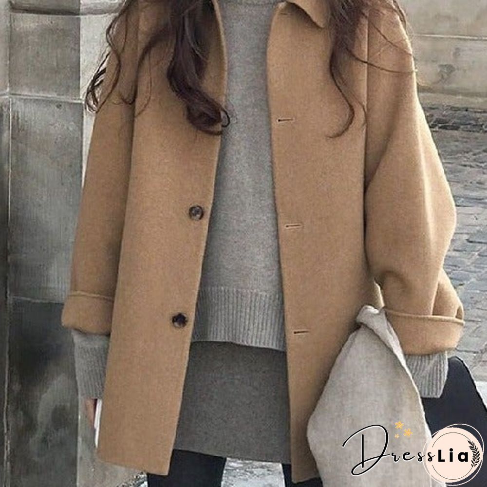 Wool Long Thick Popular Woolen Coat Women