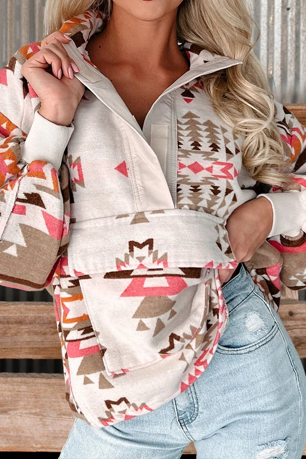 Beautiful Aztec Print Pullover Sweatshirt