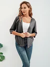 Open Front Solid Cardigan with 3/4 Sleeves, Elegant Spring/Summer Women's Clothing