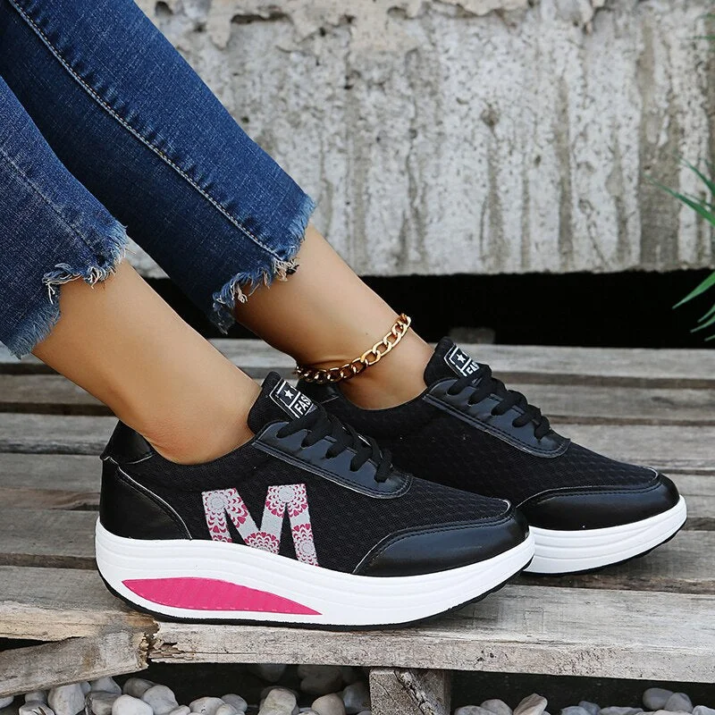 2022 Casual Women's Shoes Platform Flats Lady Beauty Sewing Fitness Shoe New Trendy Health Wedges Sneakers Size 35-43