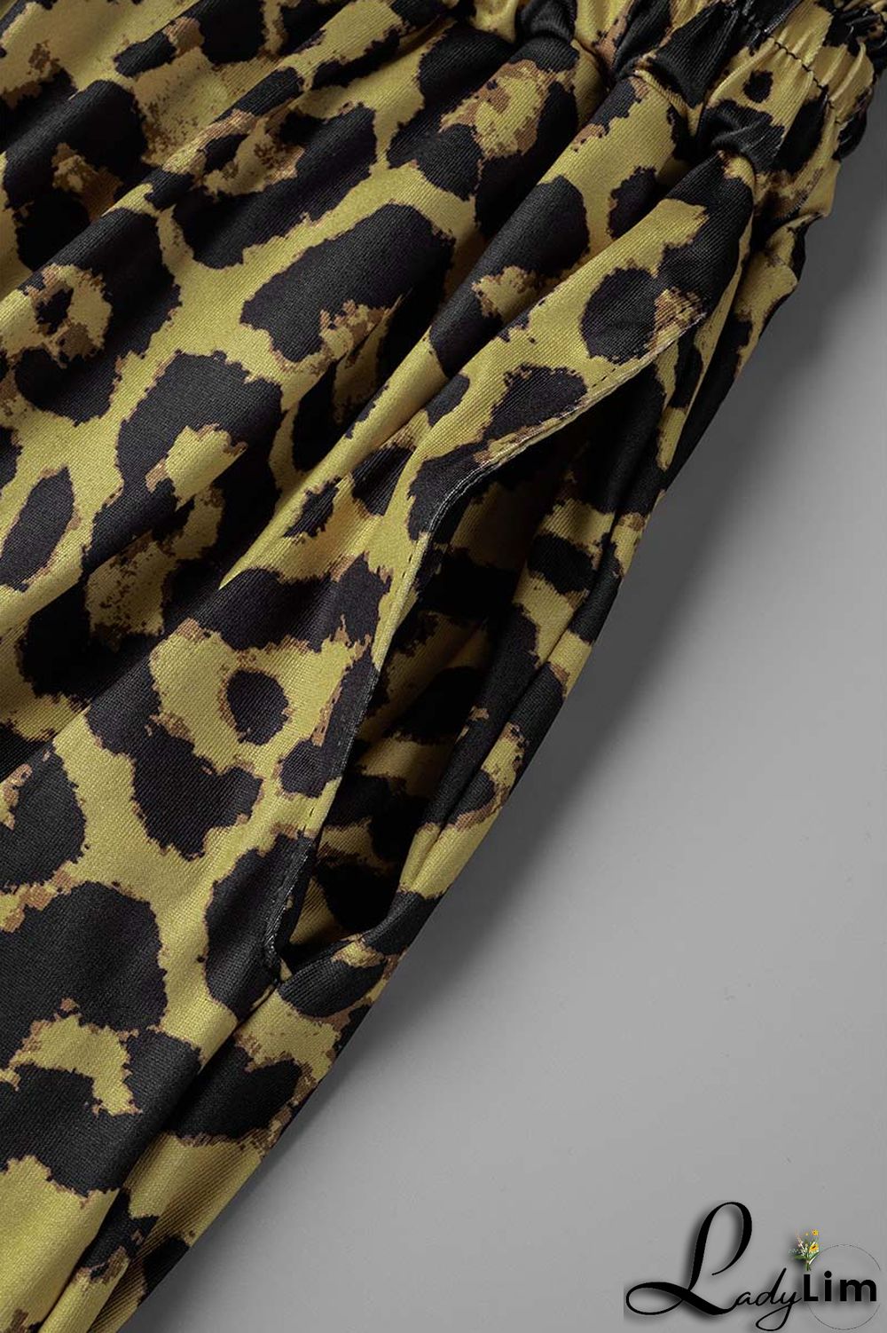 Leopard Print Sexy Print Leopard Patchwork Backless Strapless Straight Jumpsuits