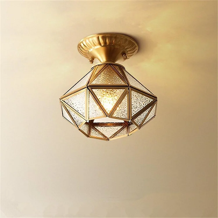 Vintage Flush Mount Ceiling Light Lantern Metal Glass Industrial Light - Appledas
