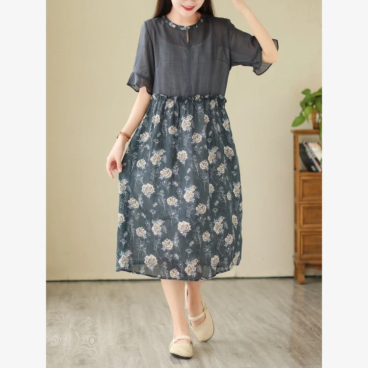 Summer Patchwork Casual Fashion Linen Dress