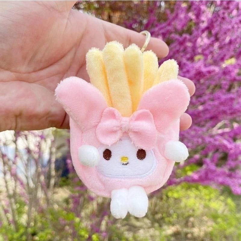 3 Pieces Cute Novelty Toast Hamburger Hot Dog Pp Cotton Plush Unisex Bag Pendant Keychain