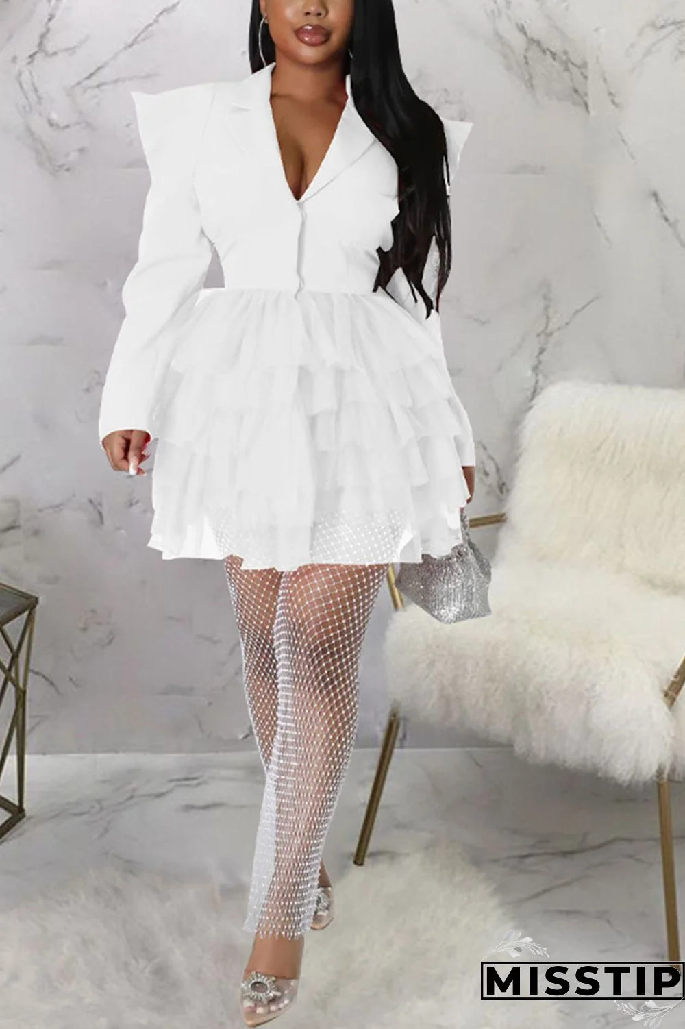 Tangerine Red Casual Street Solid Patchwork Turn-back Collar A Line Dresses