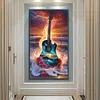 (Grande Taille) Guitare bord de mer-peinture diamant rond-40*70cm
