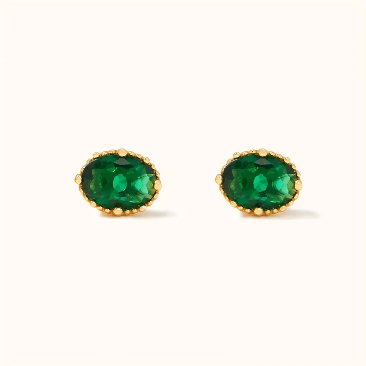 Mini Emerald Zircon Studs Earrings
