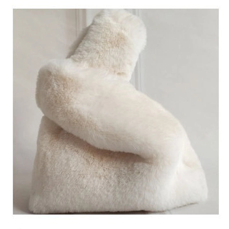 Furry Korean Style Autumn And Winter Imitation Rex Rabbit Fur Handbag Cute Plush Vest Bag For Women