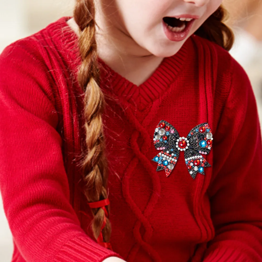 4Pcs DIY Bow Tie Diamond Painting Brooch Diamond Painting Pins Jewelry Kit