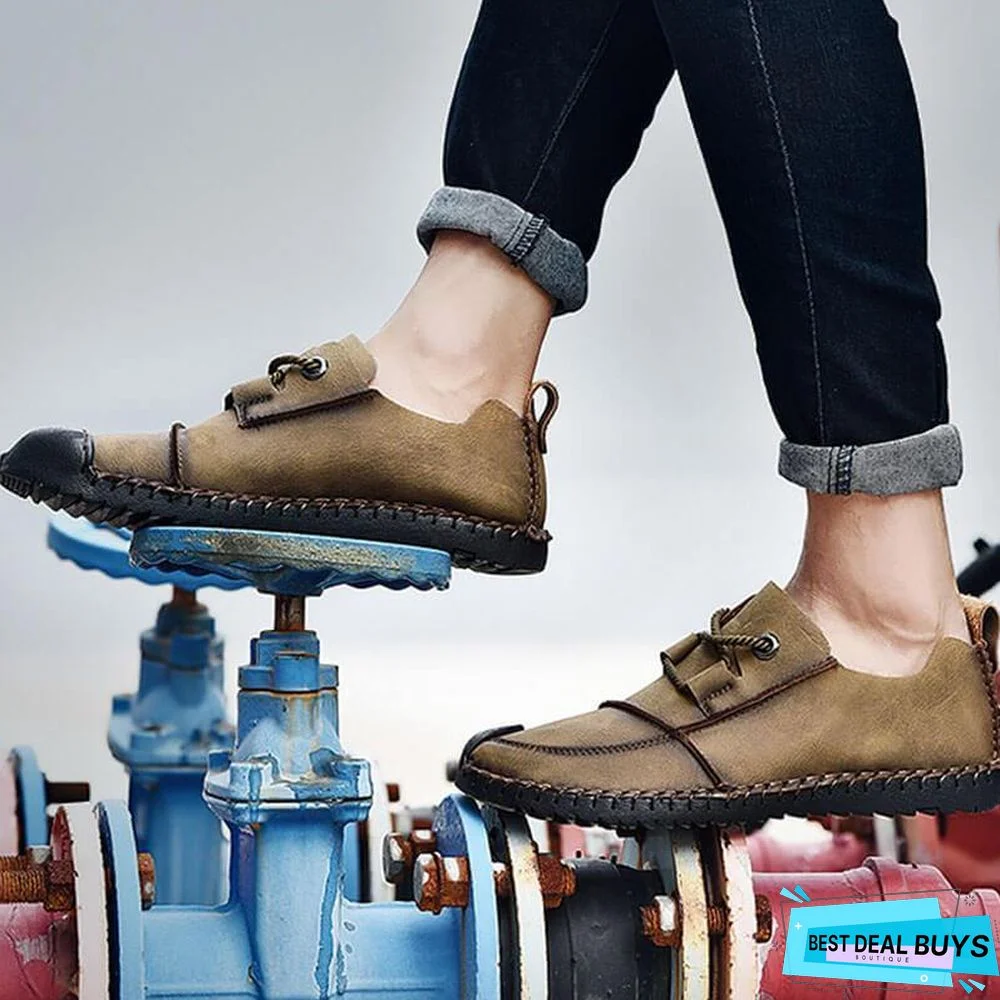 Men's Fashion Business Spliced Laced Casual Leather Shoes