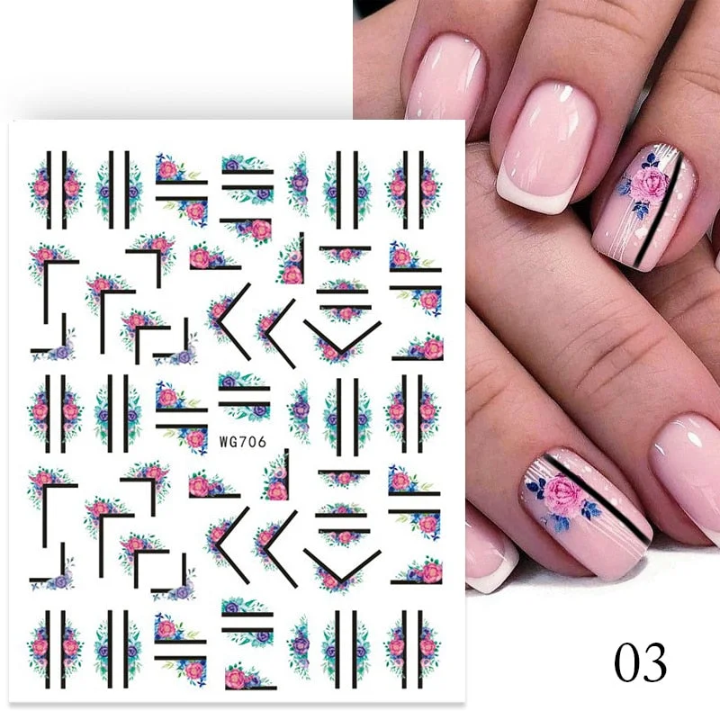 1PC Succulent Plants Flower 3D Nail Sticker Spring Floral Leaves Adhesive Transfer Decals Slider DIY Nail Art Decoration-Nail Inspo