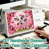 2027-2028 Two-Year Diamond Painting Calendar Kit, 13 Exquisite Multicolor Butterfly And Floral Illustrations, Large Size Desk Calendar, Mosaic Art Coil-Bound Desktop Planner
