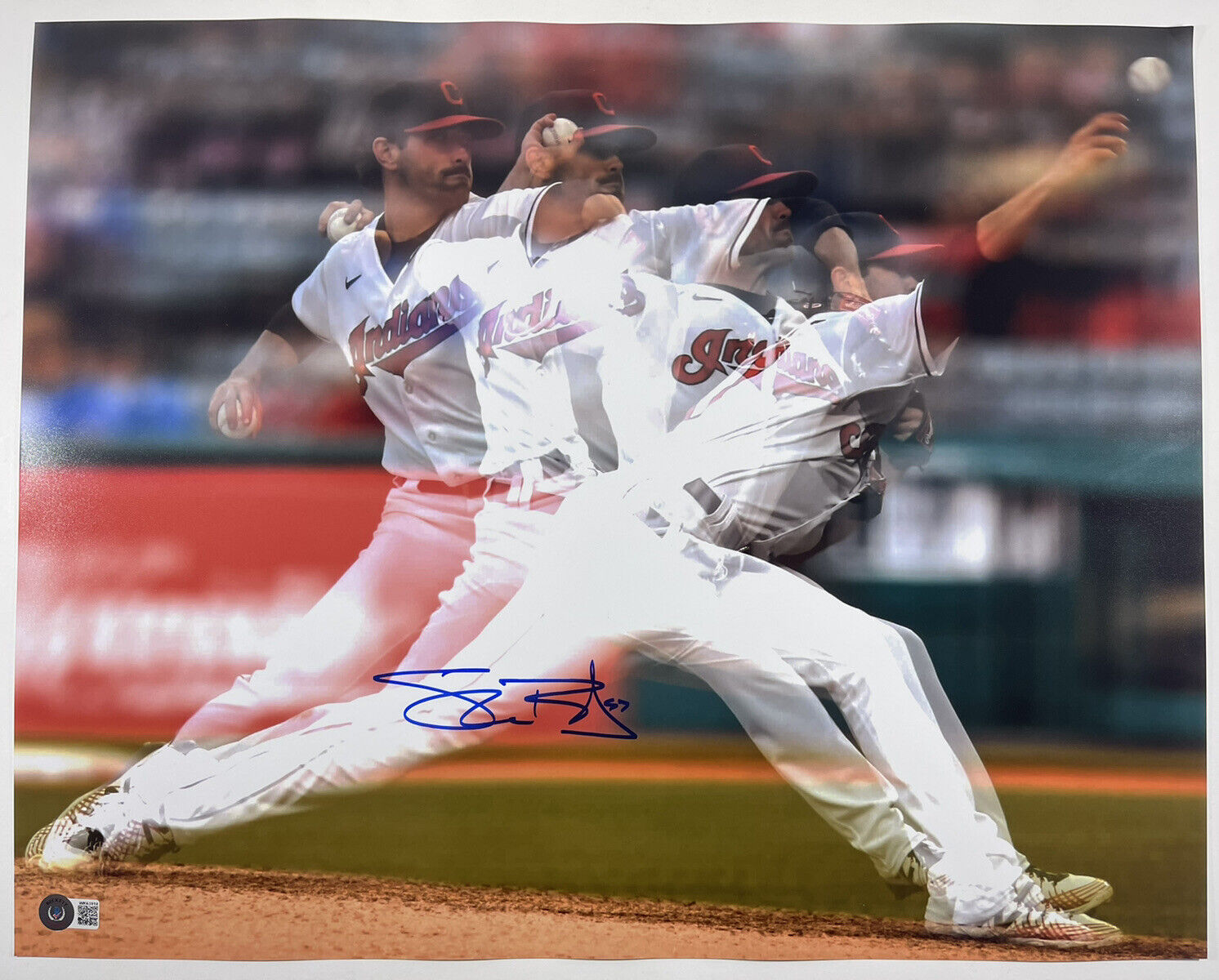 SHANE BIEBER SIGNED 16x20 Photo Poster painting CLEVELAND INDIANS BAS WITNESS COA #WK63914