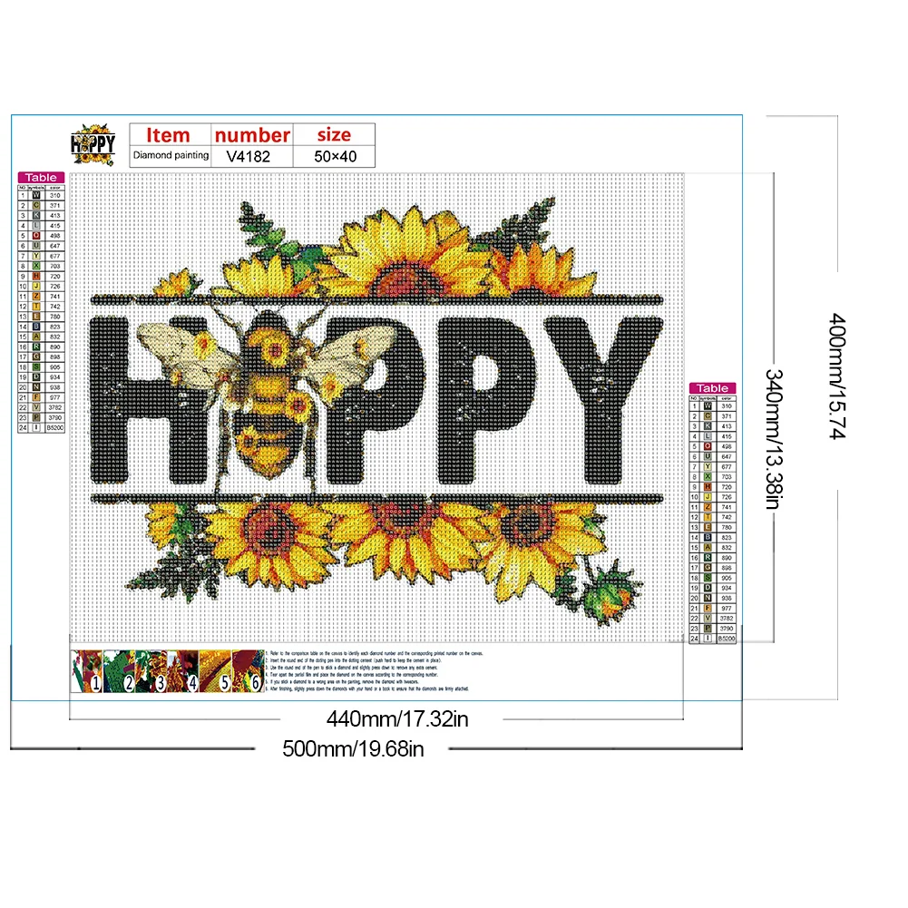 Full Round Diamond Painting 50*40cm - Bee Calligraphy And Painting