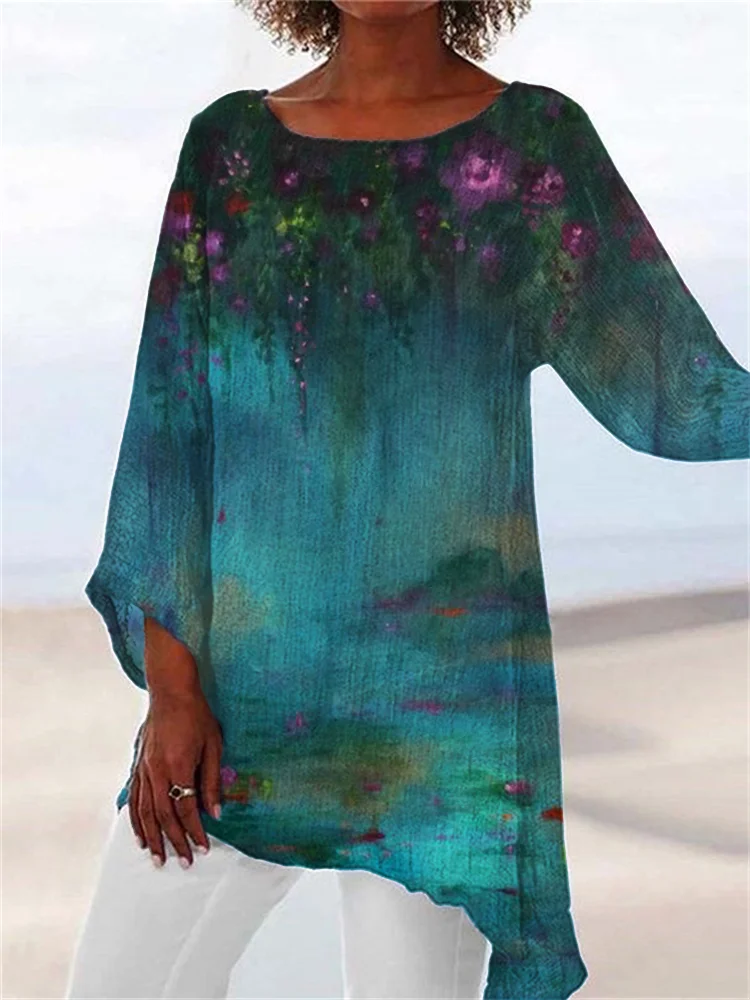 Silent Lake Water Lily Art Flowy Tunic