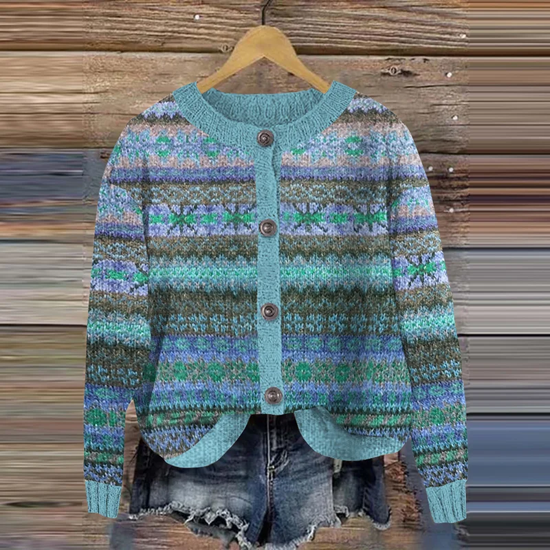 Vintage Fairman Island Knit Jacquard Sweater Cardigan
