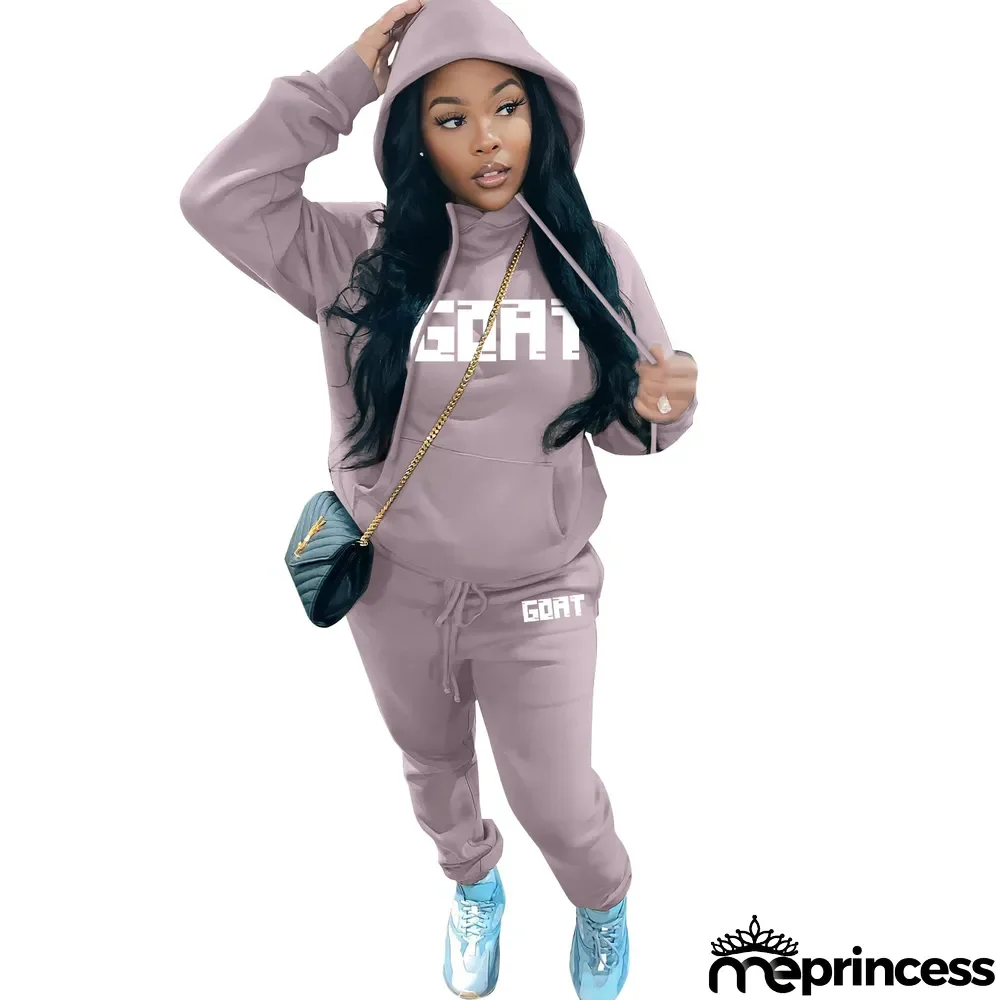 Women's Fashion Casual Fleece Hoodies Two-Piece Hoodie Tracksuit