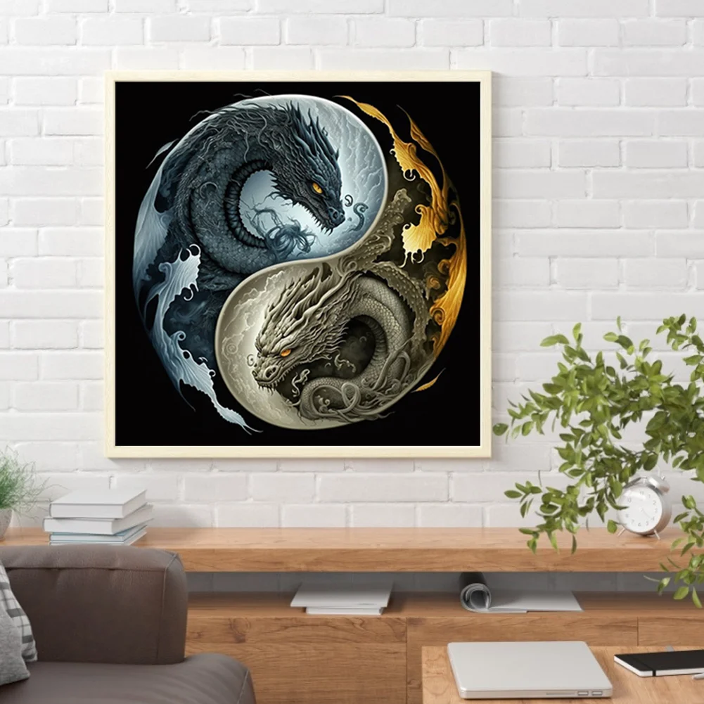 Diamond Painting - Full Round Drill - Yin Yang Dragon(30*30cm)