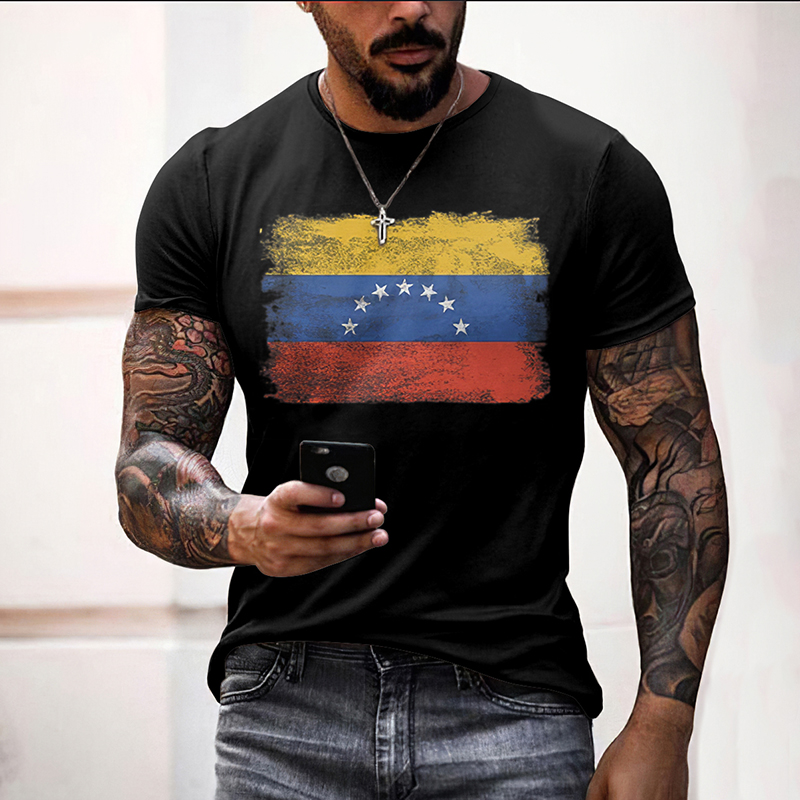 Men's Venezuelan Flag Print Short Sleeve T-shirt artswardrobe