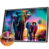 Diamond Painting -DIY Full Round Drill Stained Glass Two Elephants(60*40CM)