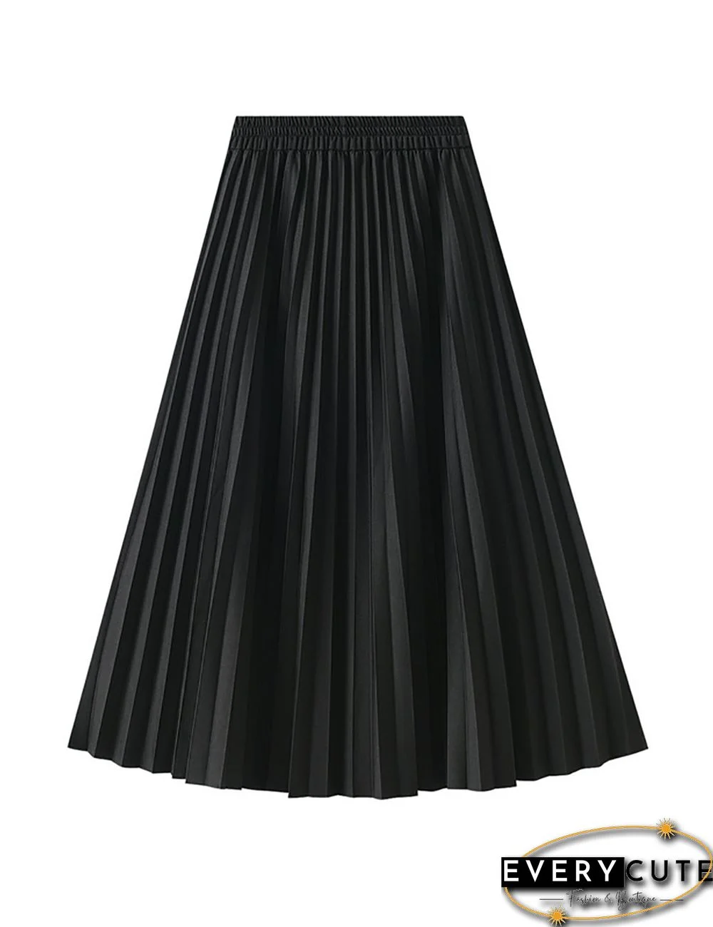 Black Drape Pleated High Waist A-line Maxi Skirt