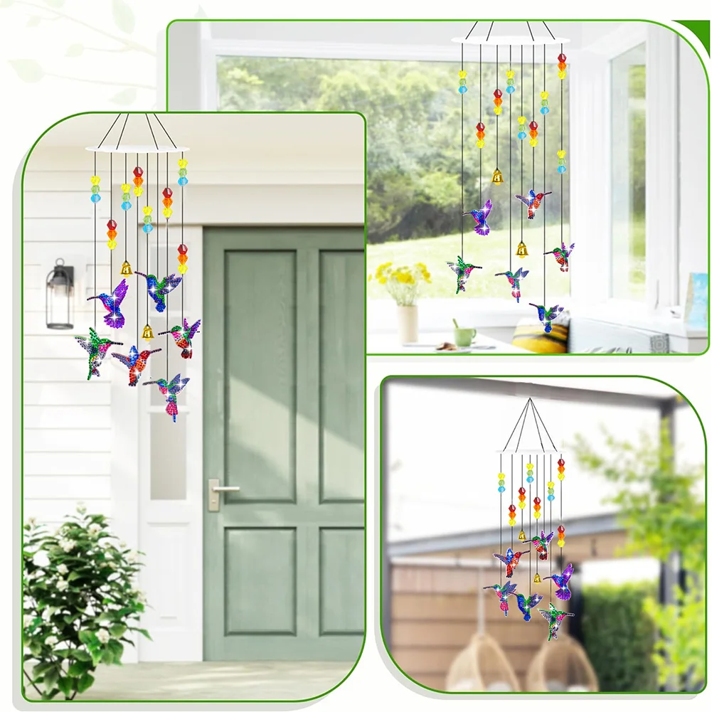 DIY Hummingbird Diamond Art Sun Catcher Butterfly DIY Crystal Wind Chime for Window