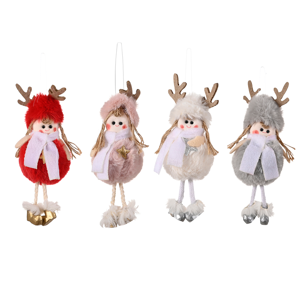 

Cute Plush Angel Elk Pendant Xmas Tree Hanging Ornaments Christmas Decor, Red, 501 Original