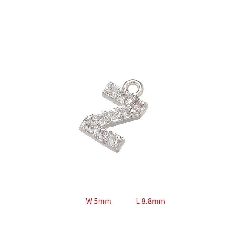 1 Piece 925 Sterling Silver Zircon 22K Gold Plated Rhodium Plated Letter Pendant Charms