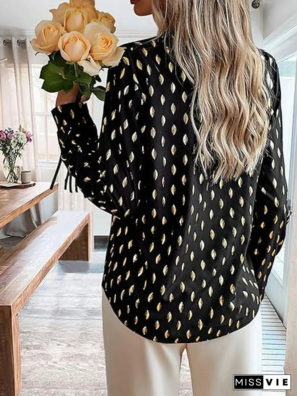 Trendy Long Sleeve Print Top