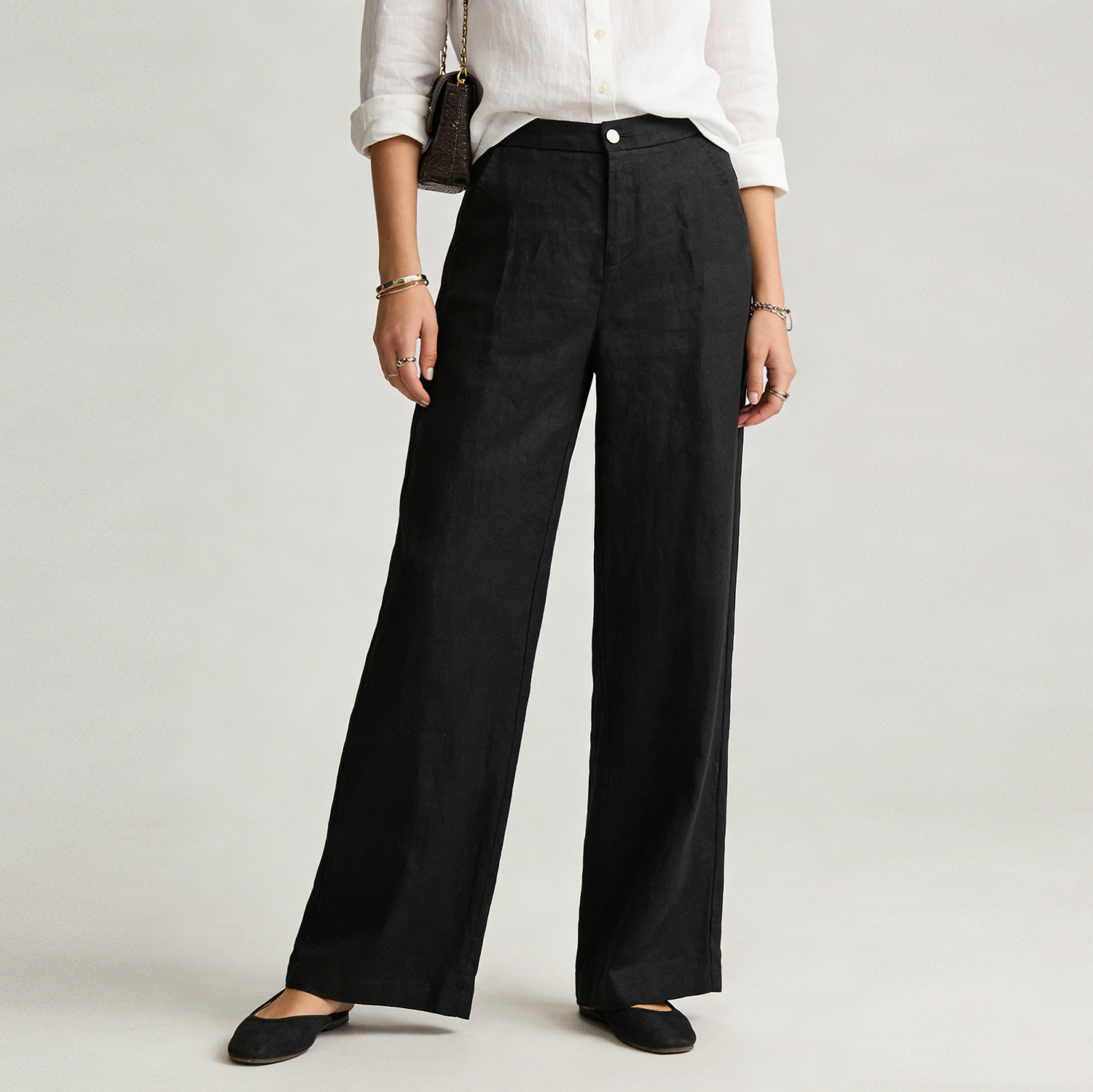 100% European Linen Pants Straight-Leg for Women REAL SILK LIFE