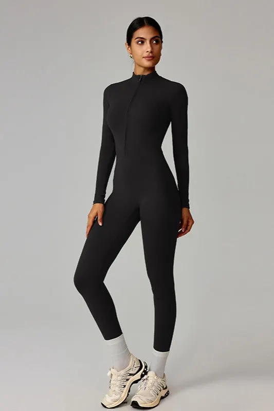 Slim Fleece Lined Thermal Running Outdoor Jumpsuit