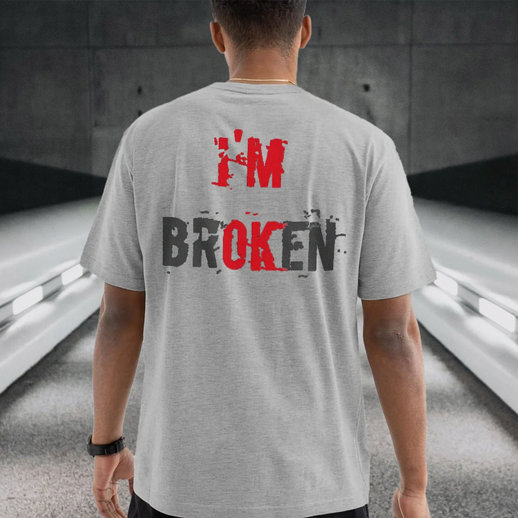 Casual I'M Broken Alphabet Printed T-Shirt