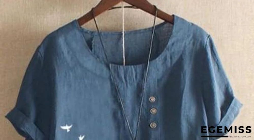 Blue Cotton Casual Shirts & Tops Linen | EGEMISS